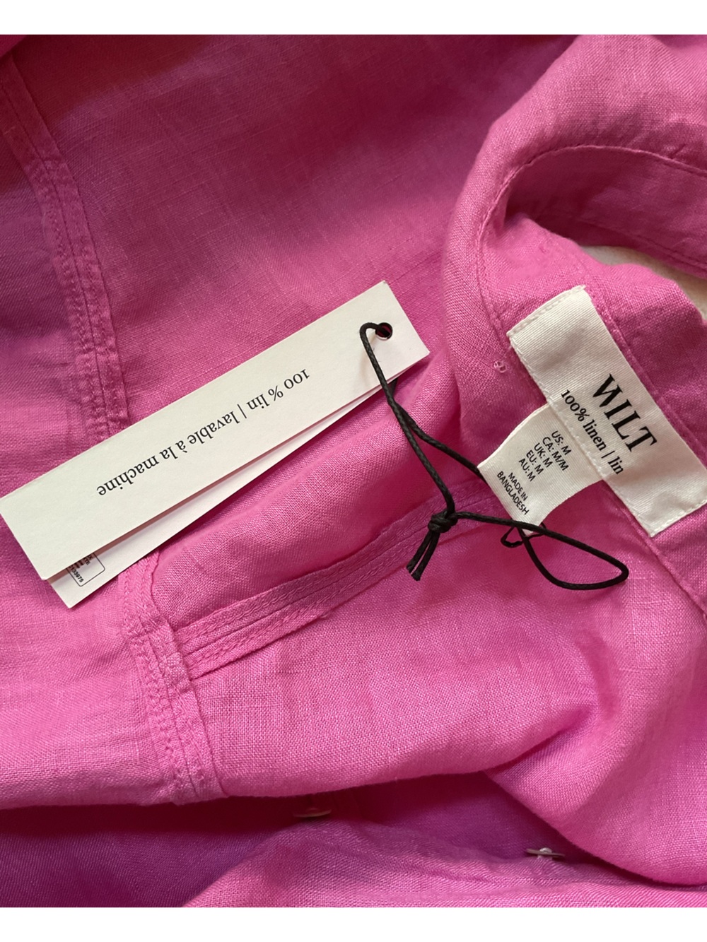 WILT Bright Pink Linen Button-Down Shirt - Picture 5 of 5